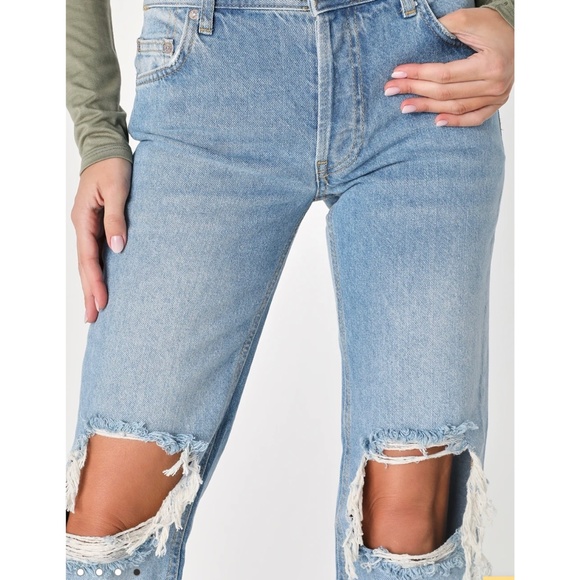 Free People Maggie Mid Rise Straight Leg Jeans Light Stone Wash - Picture 9 of 14